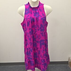 Floral Pink and Purple Sleeveless Dress